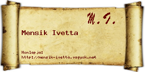 Mensik Ivetta névjegykártya